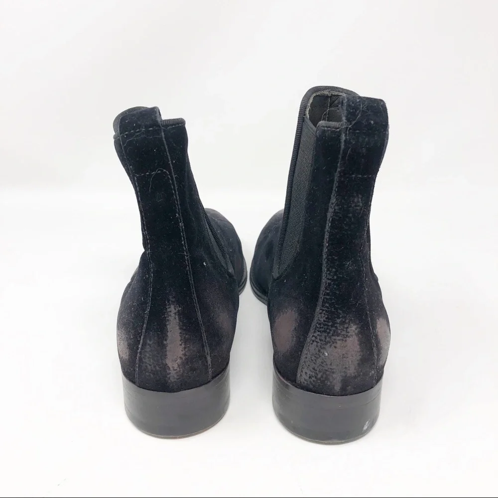 JO GHOST BLACK MADE IN ITALY DISTRESSED VELVET SLIP ON BOOTIES WOMENS SZ 7